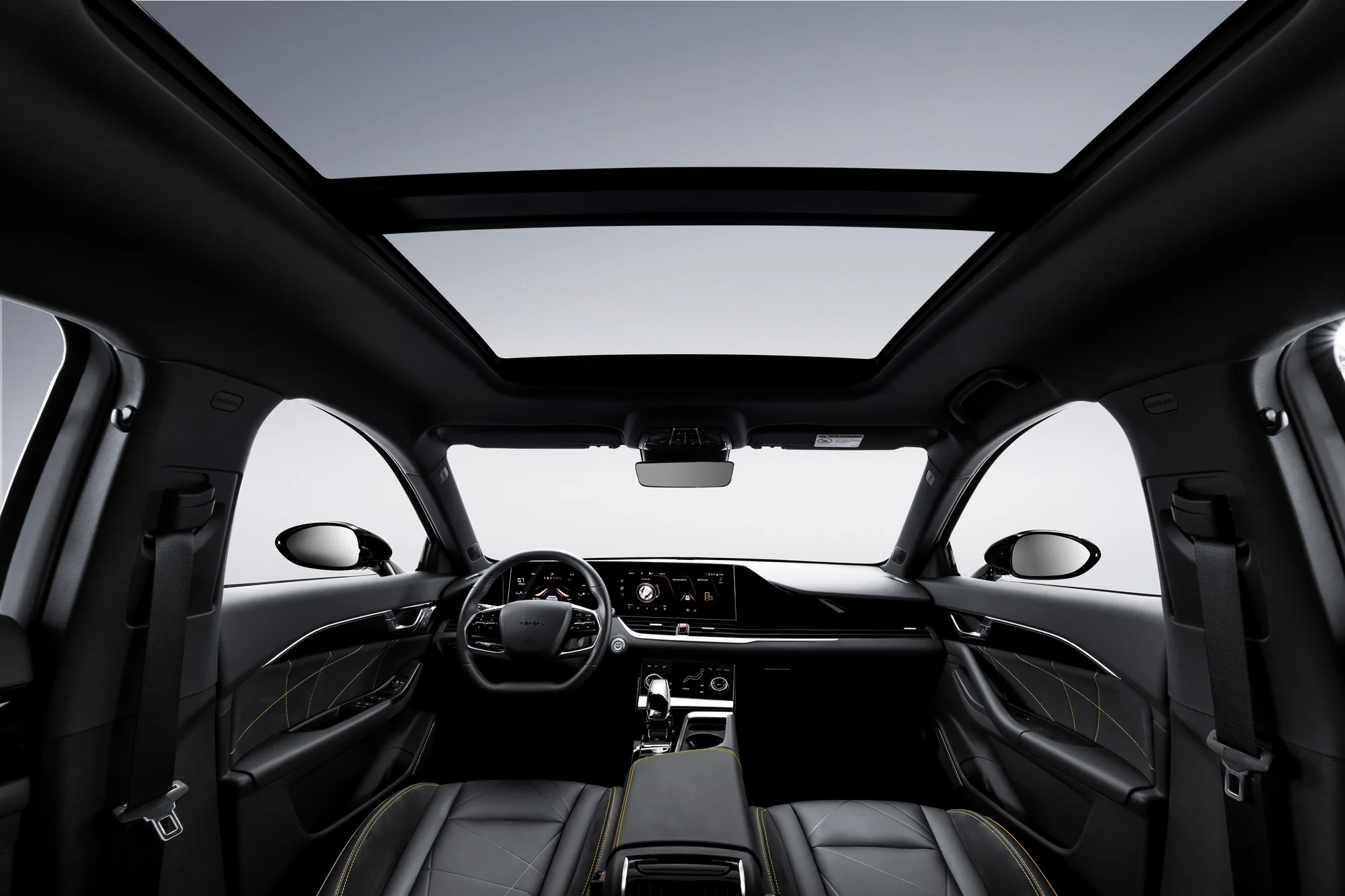Panoramic glass roof of the ABADAL NOVO seen from the rear seats